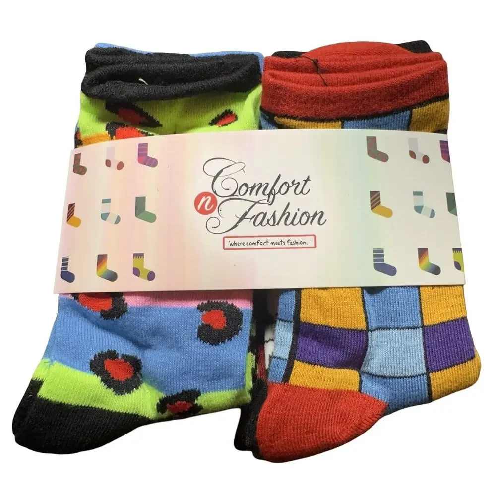 Comfort‎ N Fashion Women’s Crew Socks 8 Pair Multi Color Size 9-11 NWT